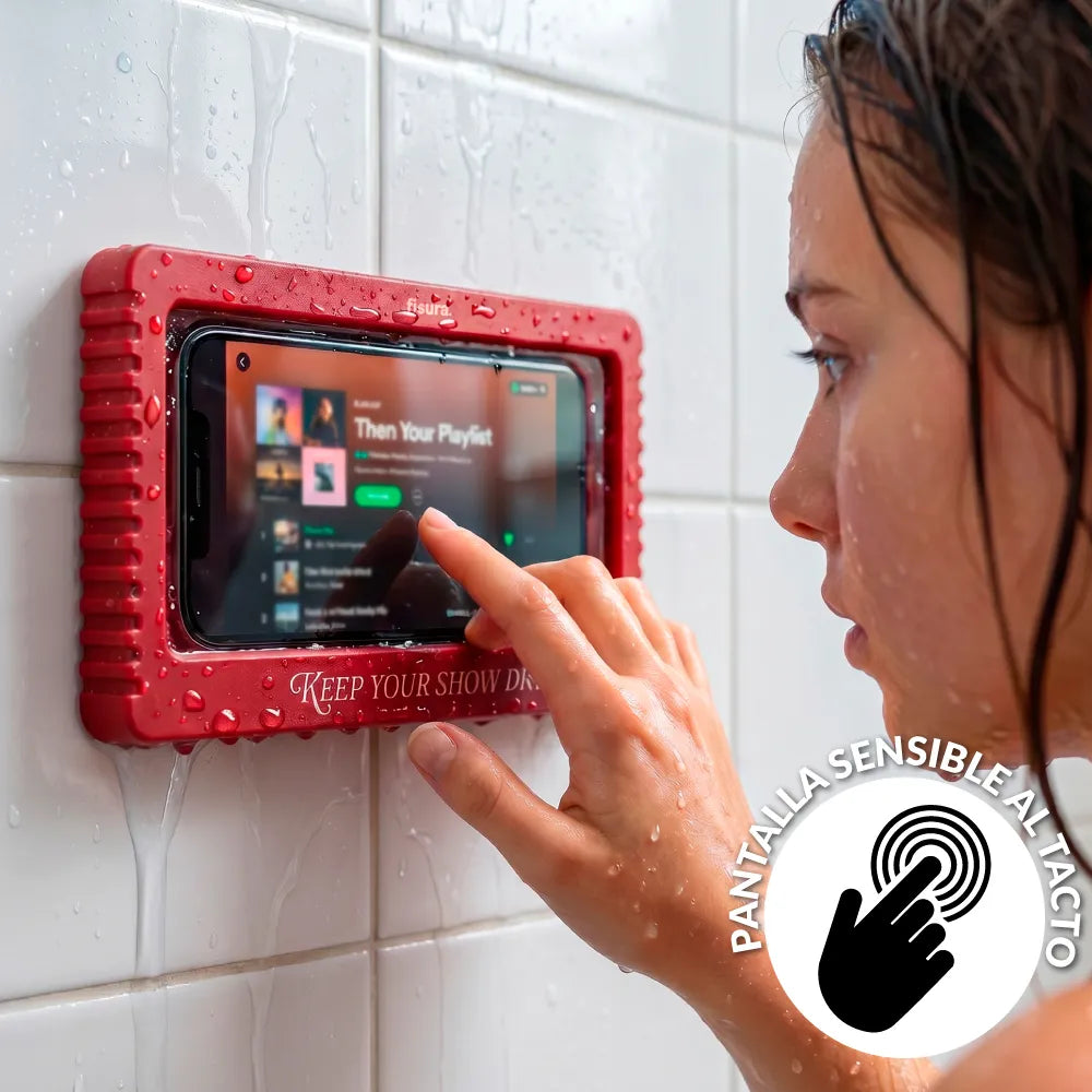 Soporte de pared para movil "keep your show dry"