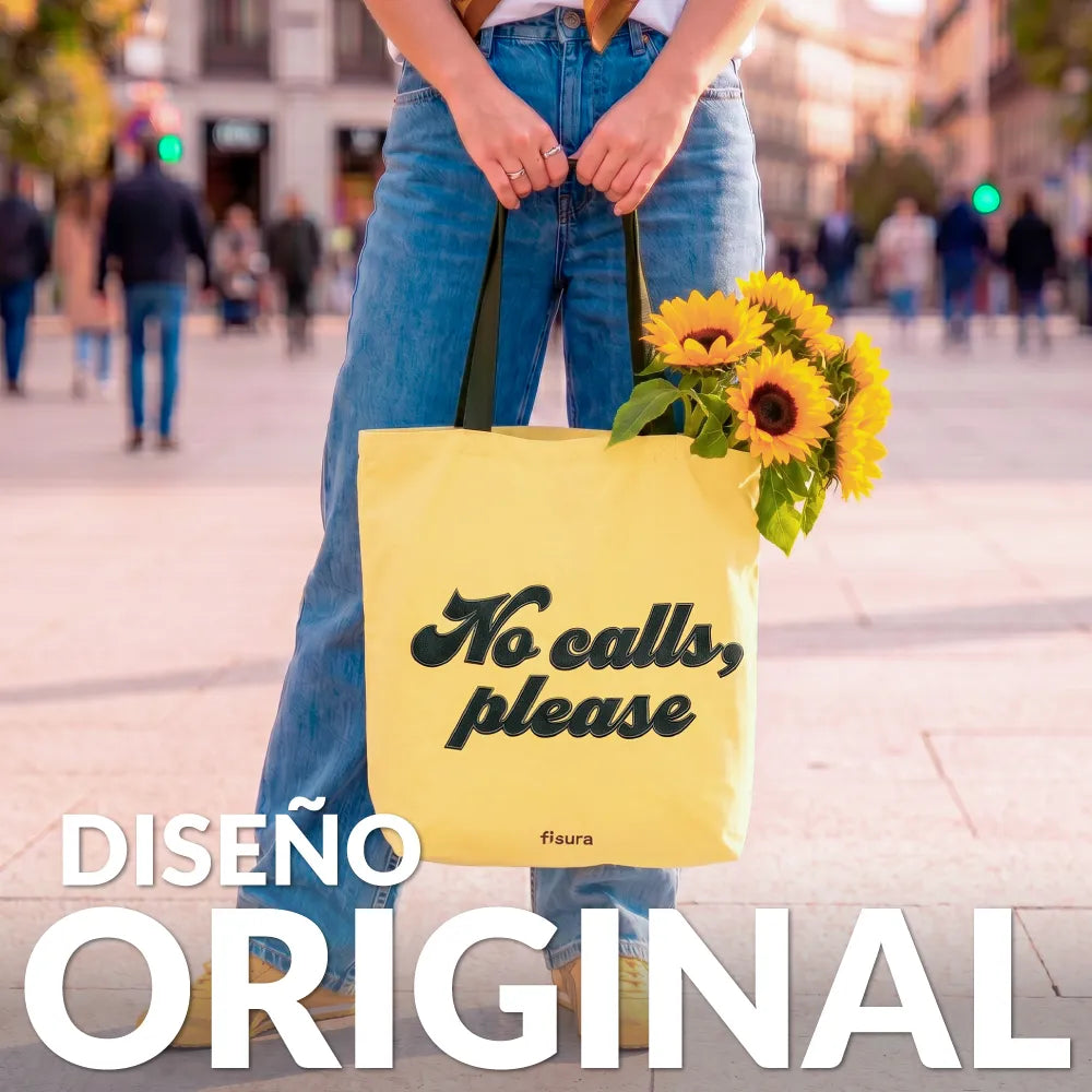Tote bag pana “No calls, please”