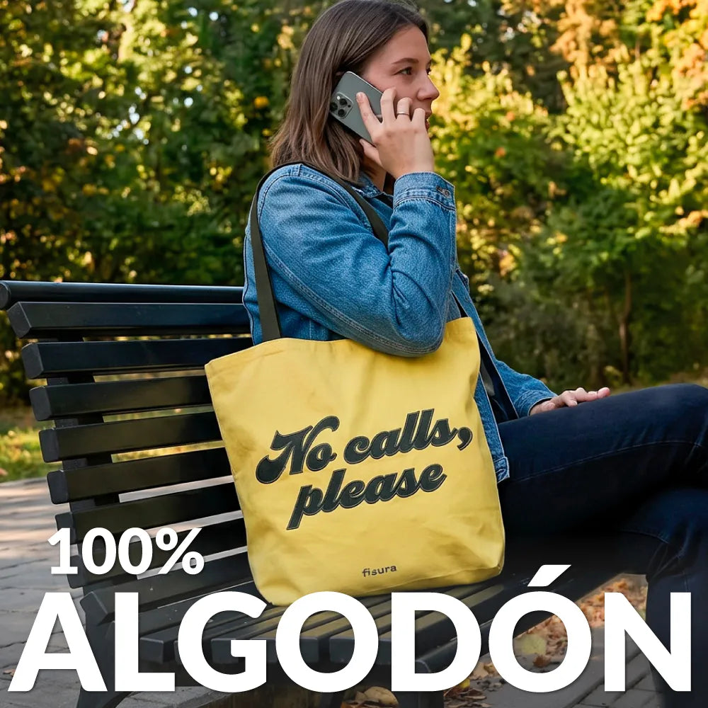 Tote bag pana “No calls, please”