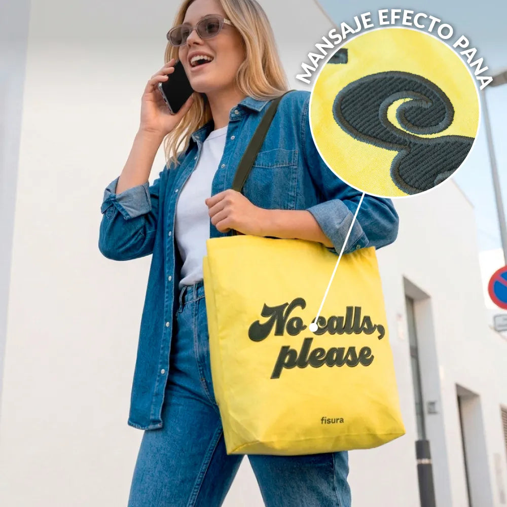 Tote bag pana “No calls, please”