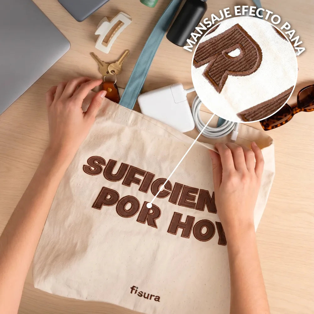 Tote bag pana "Suficiente por hoy”