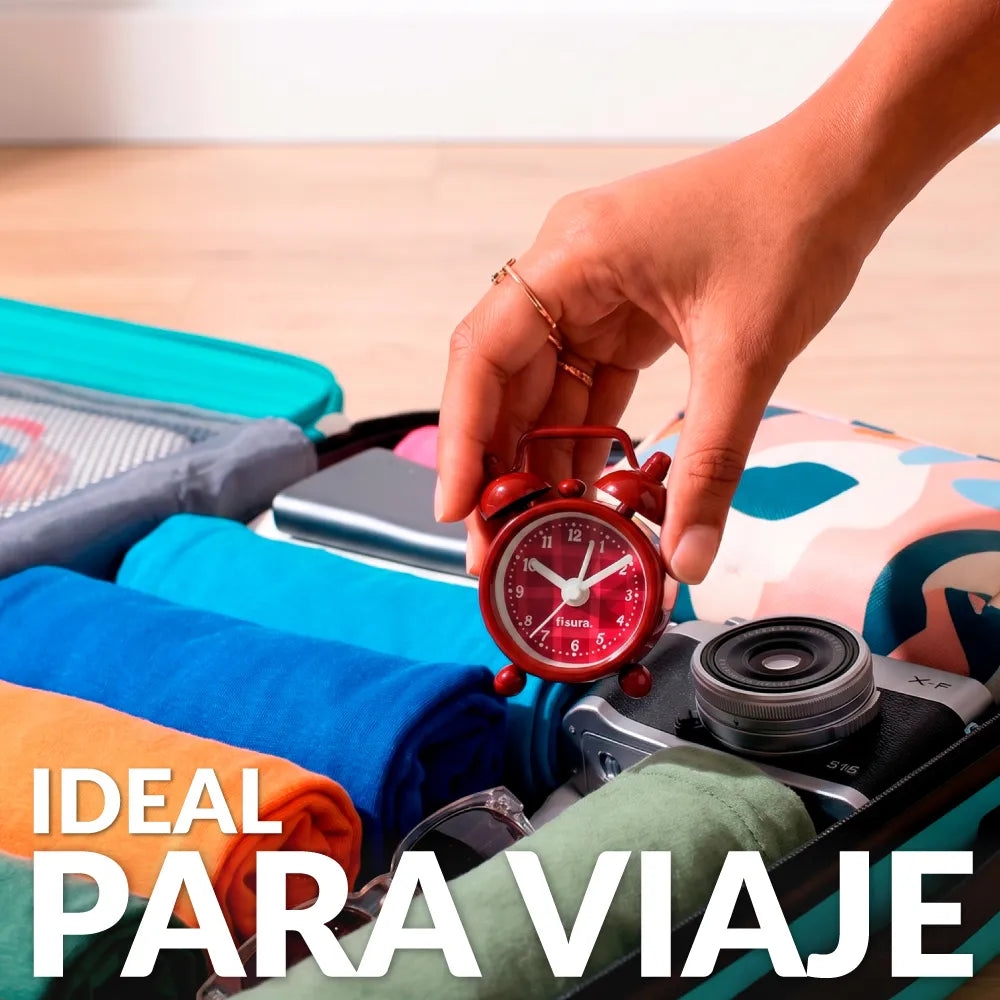 Reloj despertador retro mini granate