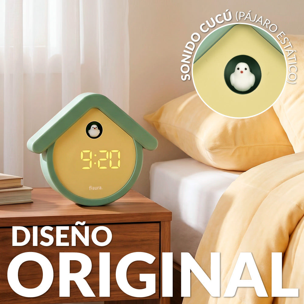 Reloj cuco digital menta y beige