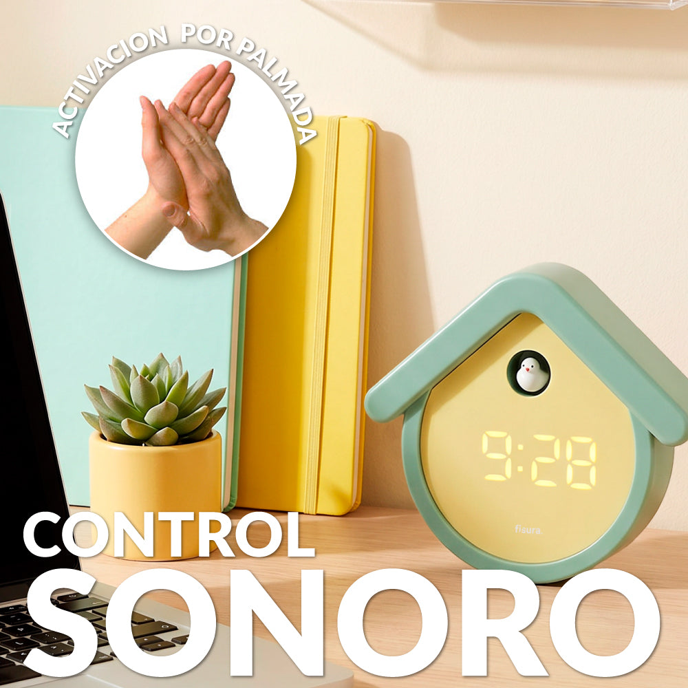 Reloj cuco digital menta y beige