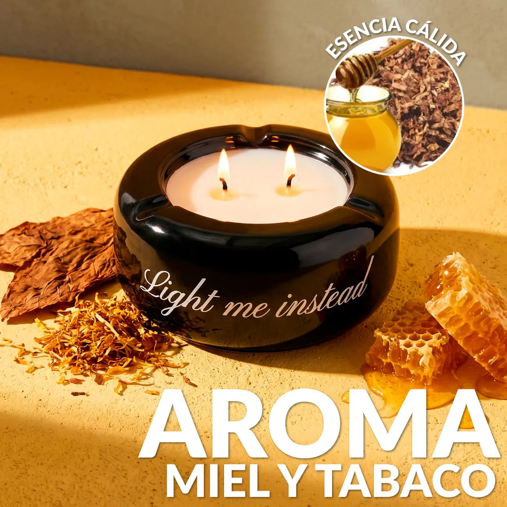 Bougie multi-usages “Light me instead” – tabac et miel