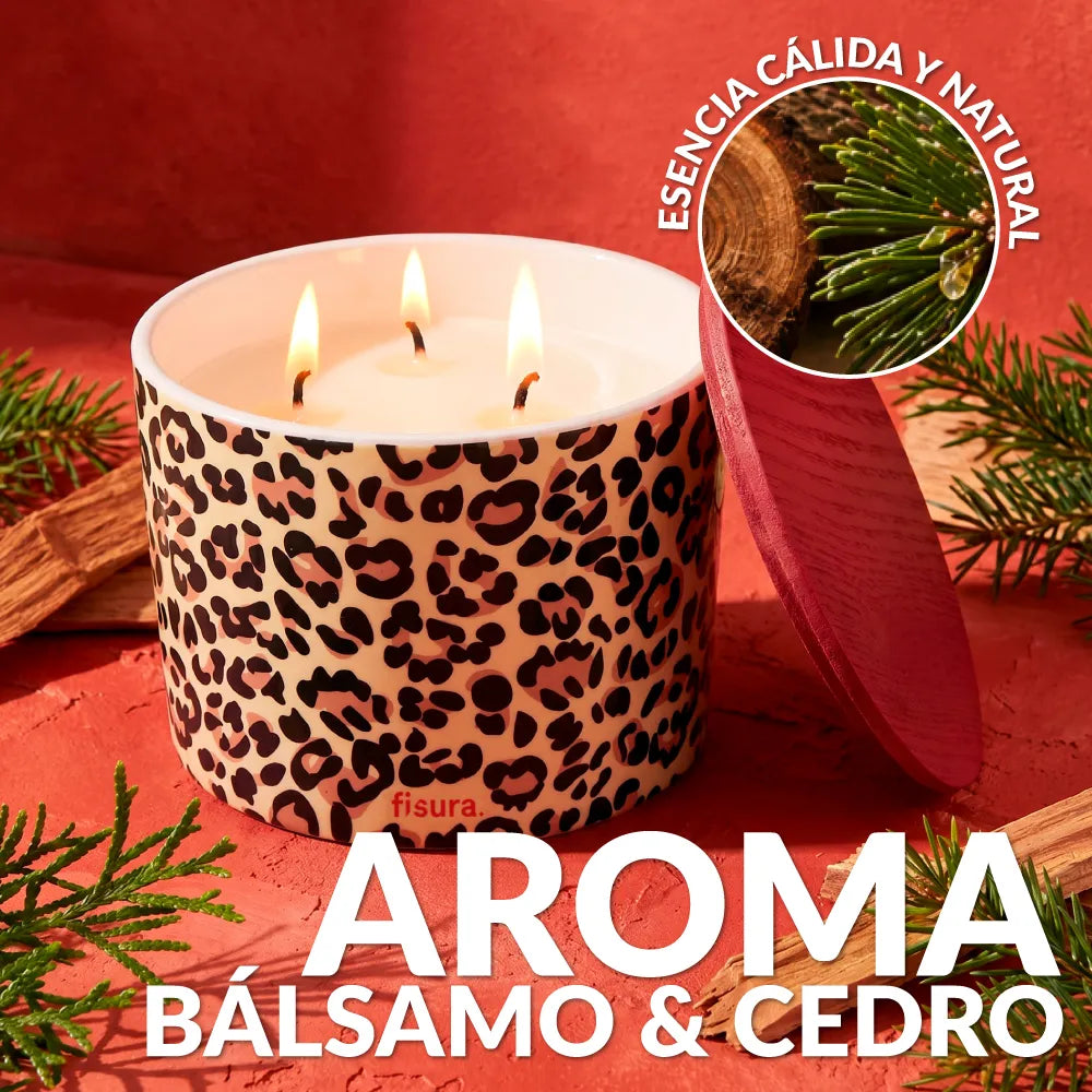 Bougie en céramique avec couvercle “Leopardo” – cèdre