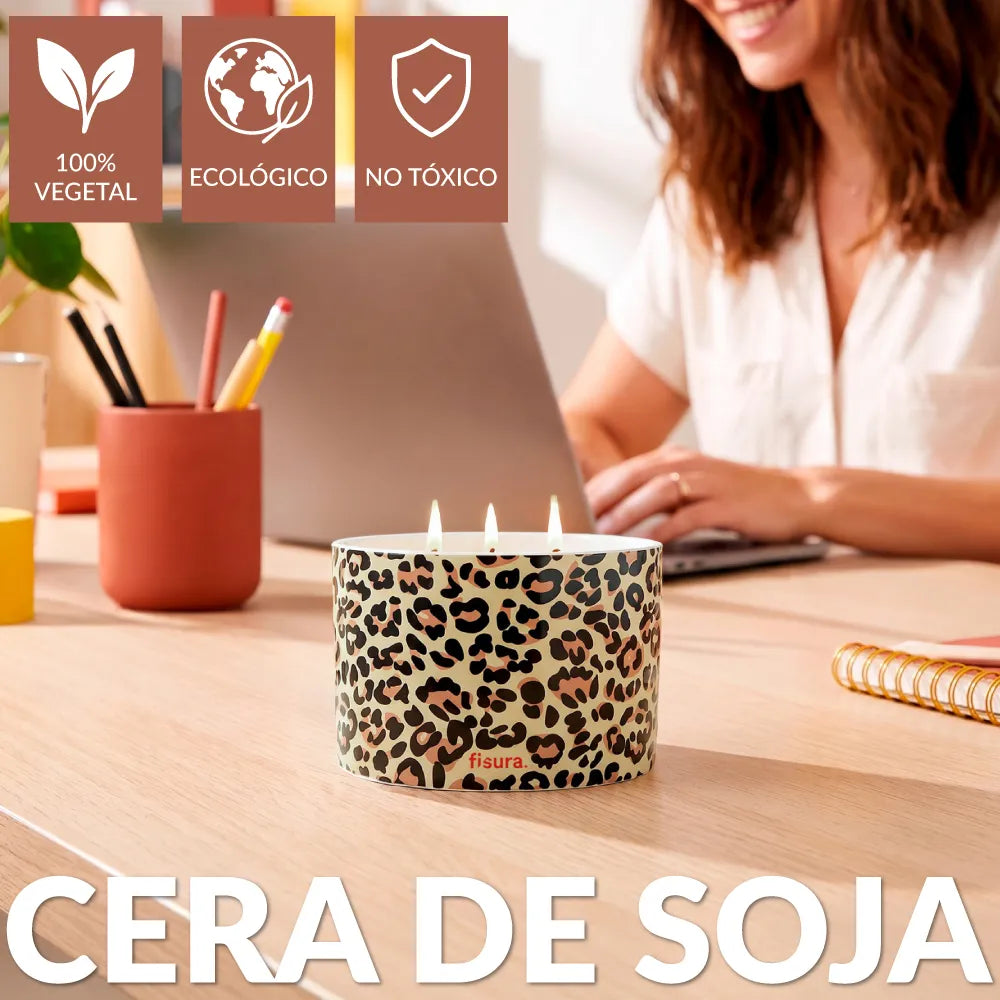 Bougie en céramique avec couvercle “Leopardo” – cèdre