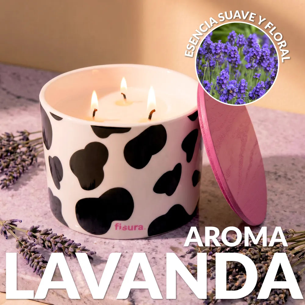 Bougie en céramique avec couvercle “Vaca” – lavande