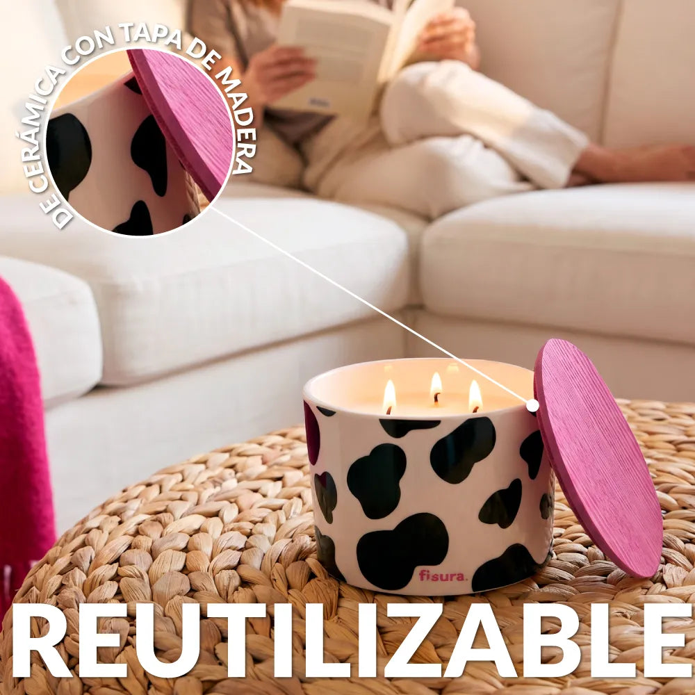 Bougie en céramique avec couvercle “Vaca” – lavande