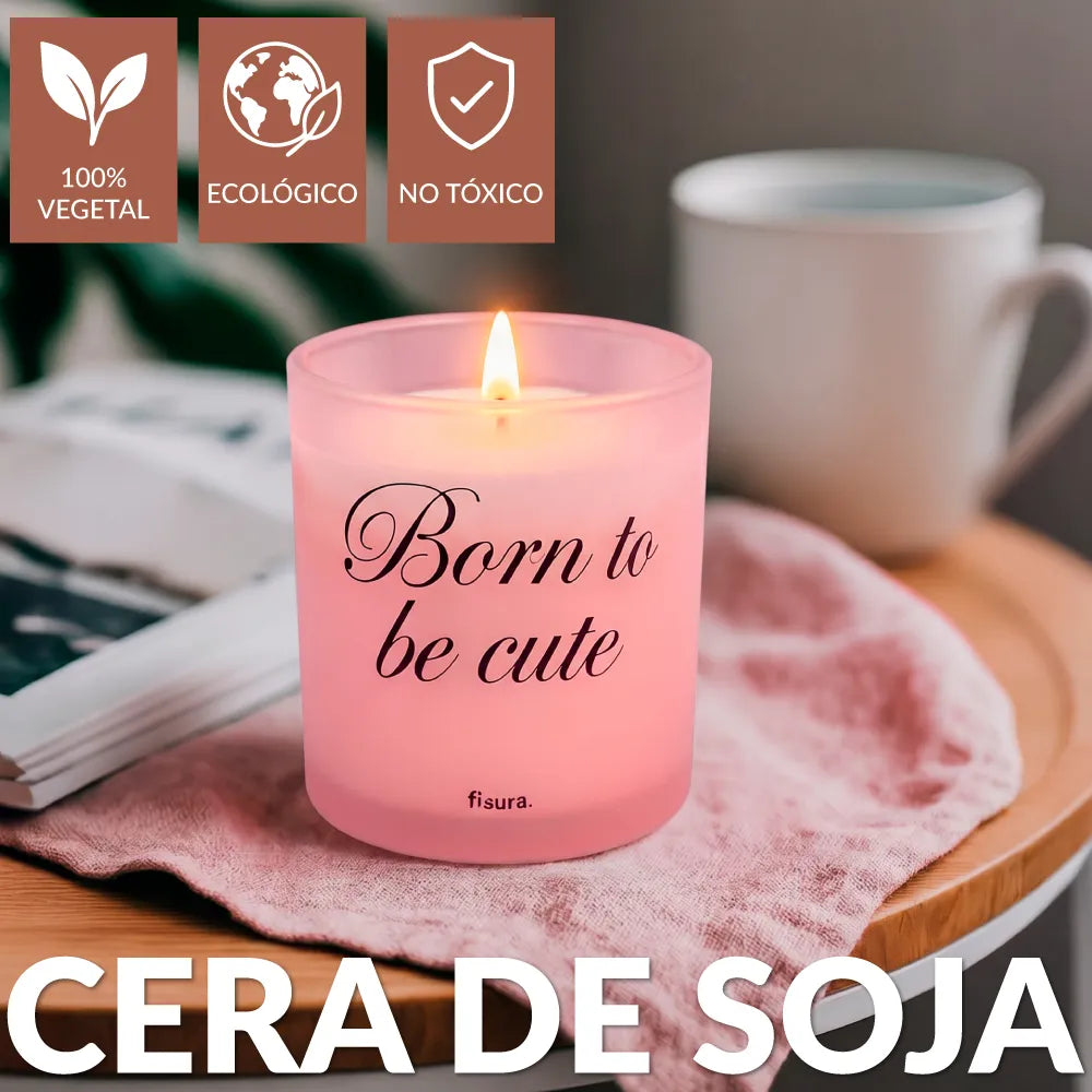 Bougie en verre “Born to be cute” – coton