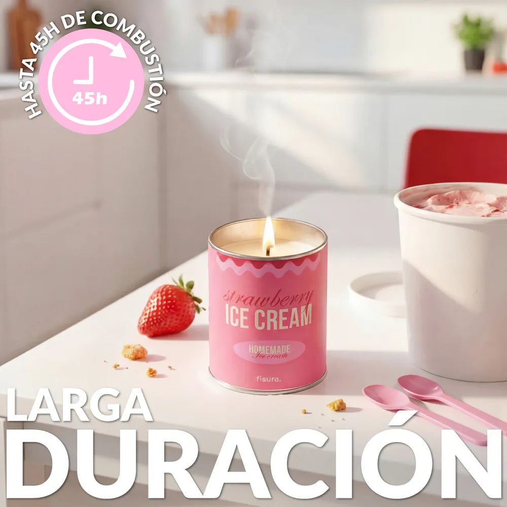 Vela en lata de metal “Strawberry ice cream” – fresas con nata