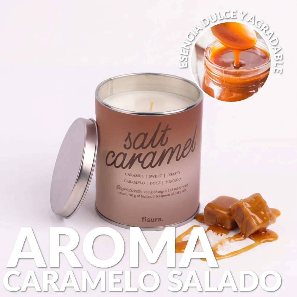 Vela en lata de metal “Salt caramel” – caramelo salado