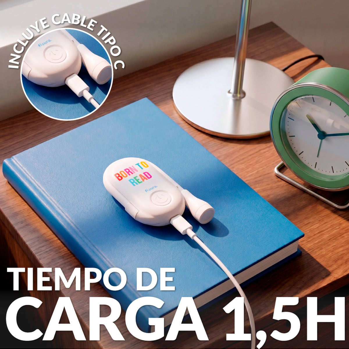 Luz de lectura orientable “Born to read”