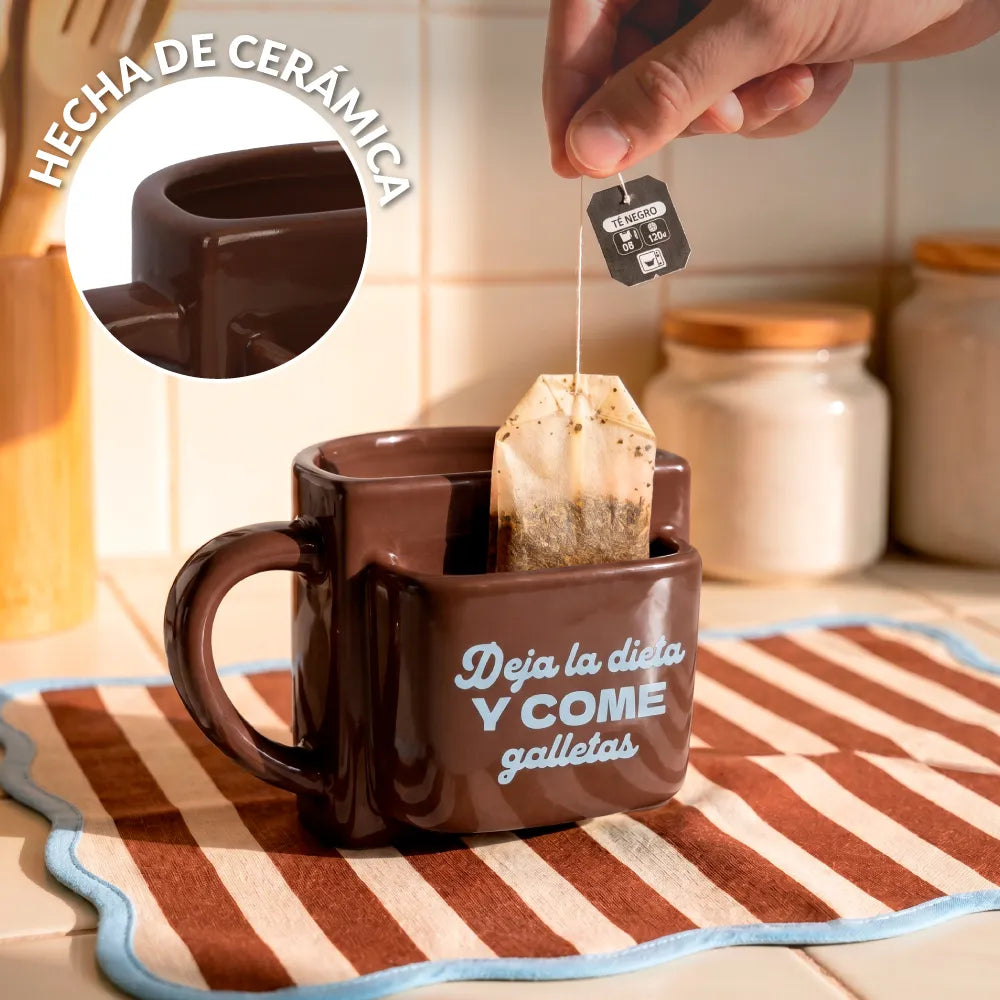 Taza bolsillo “Deja la dieta”