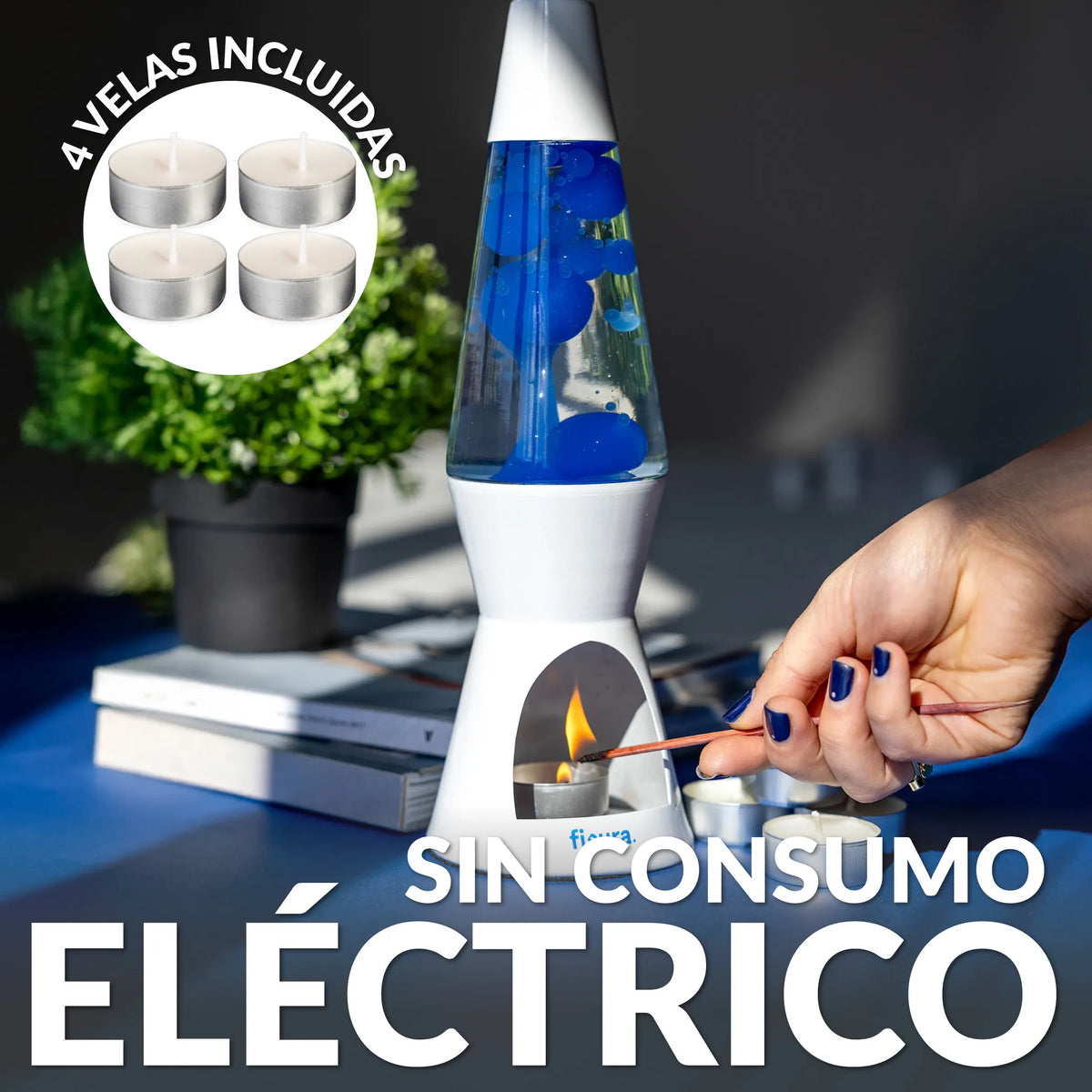 Lámpara de lava vela azul - Segunda vida (grado B)