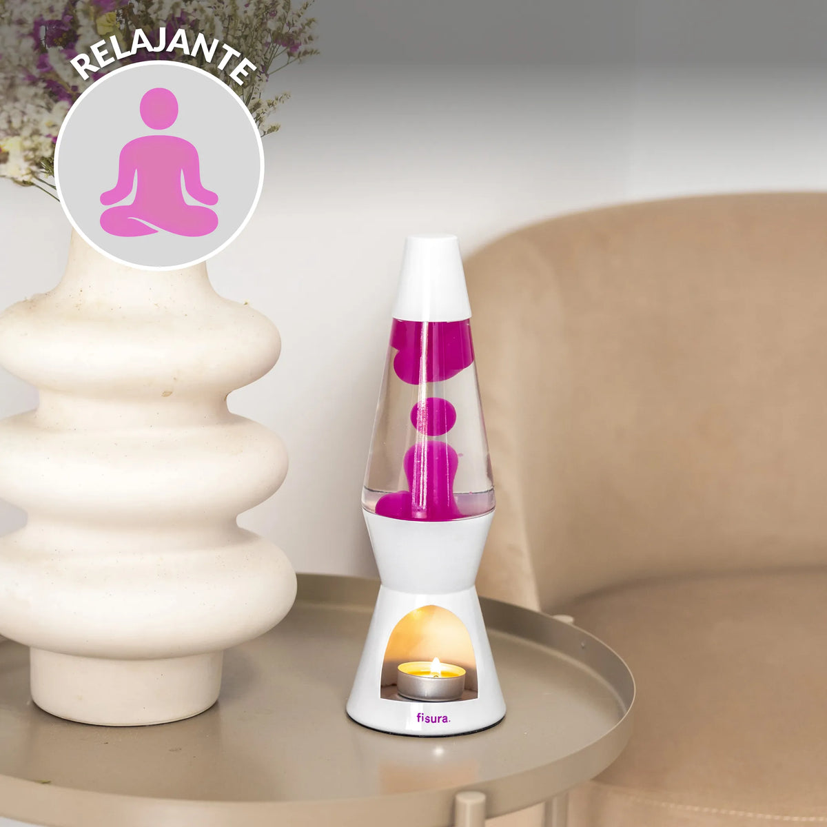 Lámpara de lava vela rosa