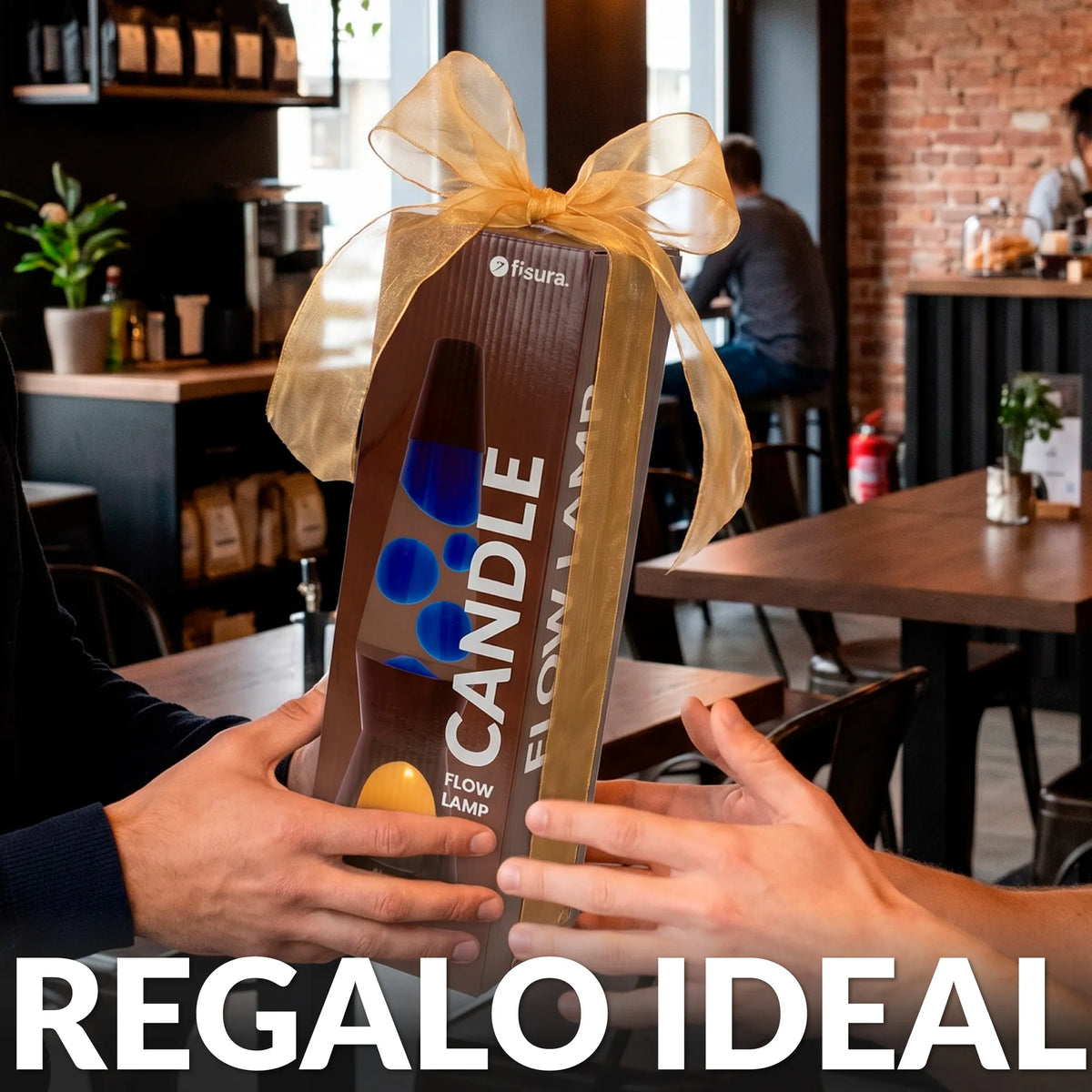 Lámpara de lava vela marrón y azul