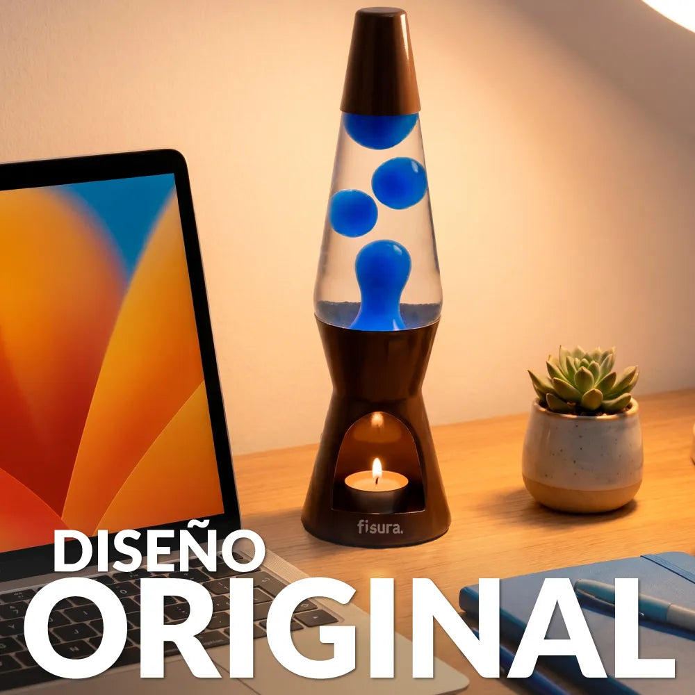 Lámpara de lava vela marrón y azul