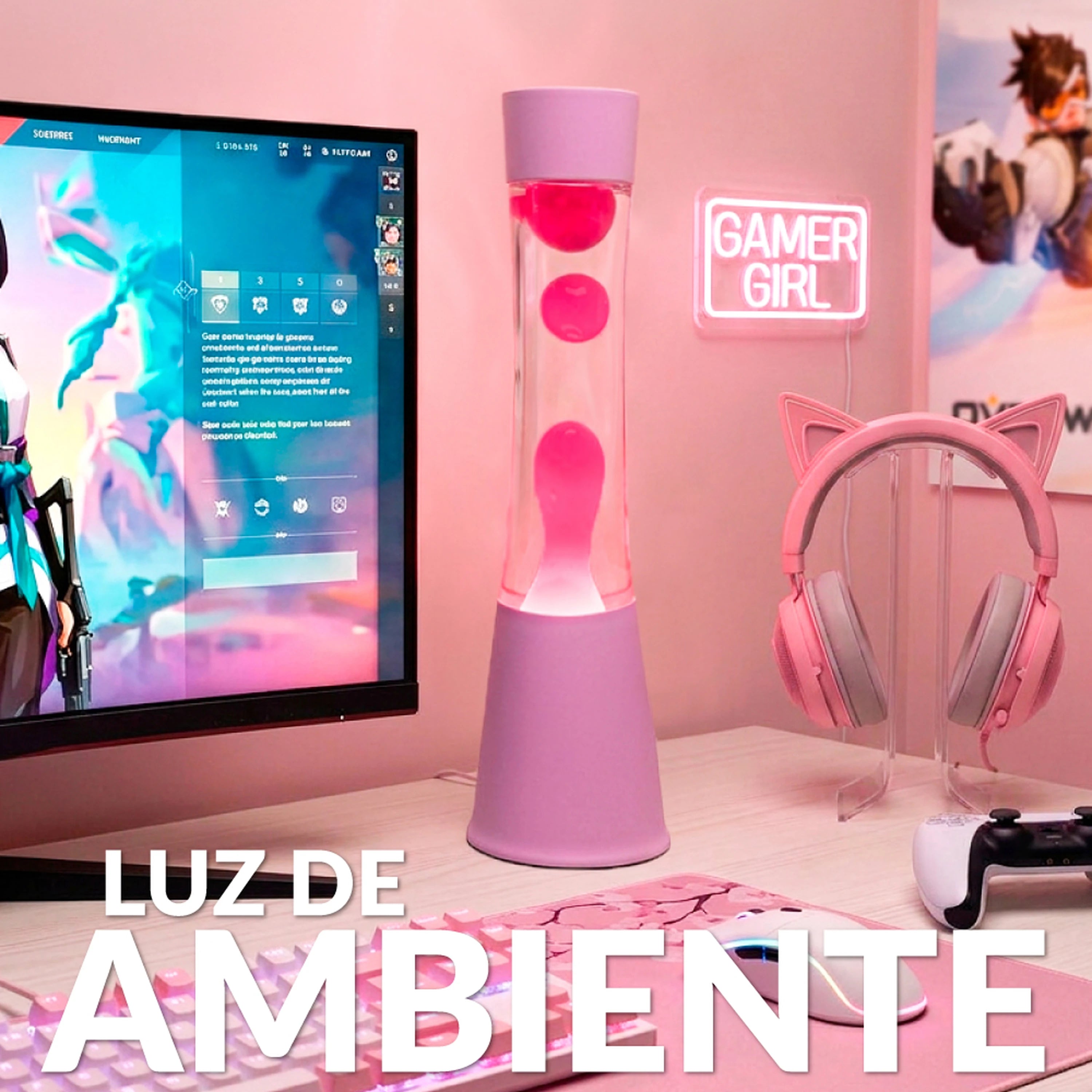 Lámpara de lava LED rosa