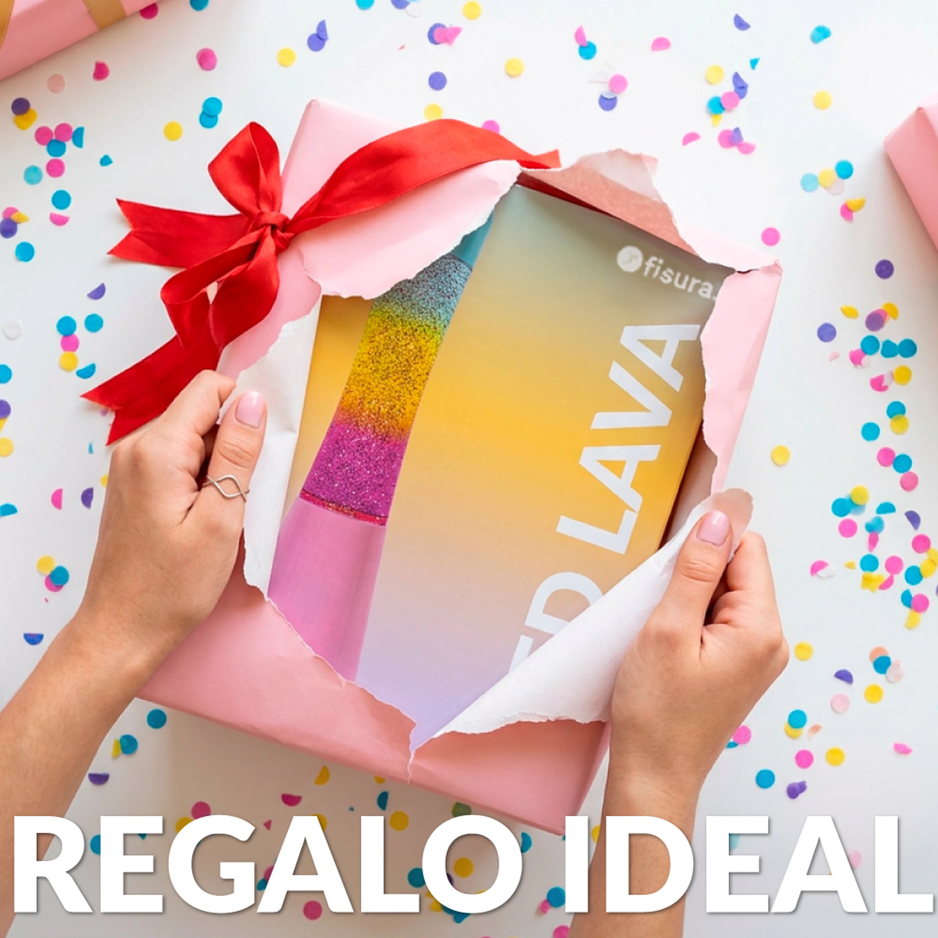 Lámpara de lava LED degradada con purpurina rosa