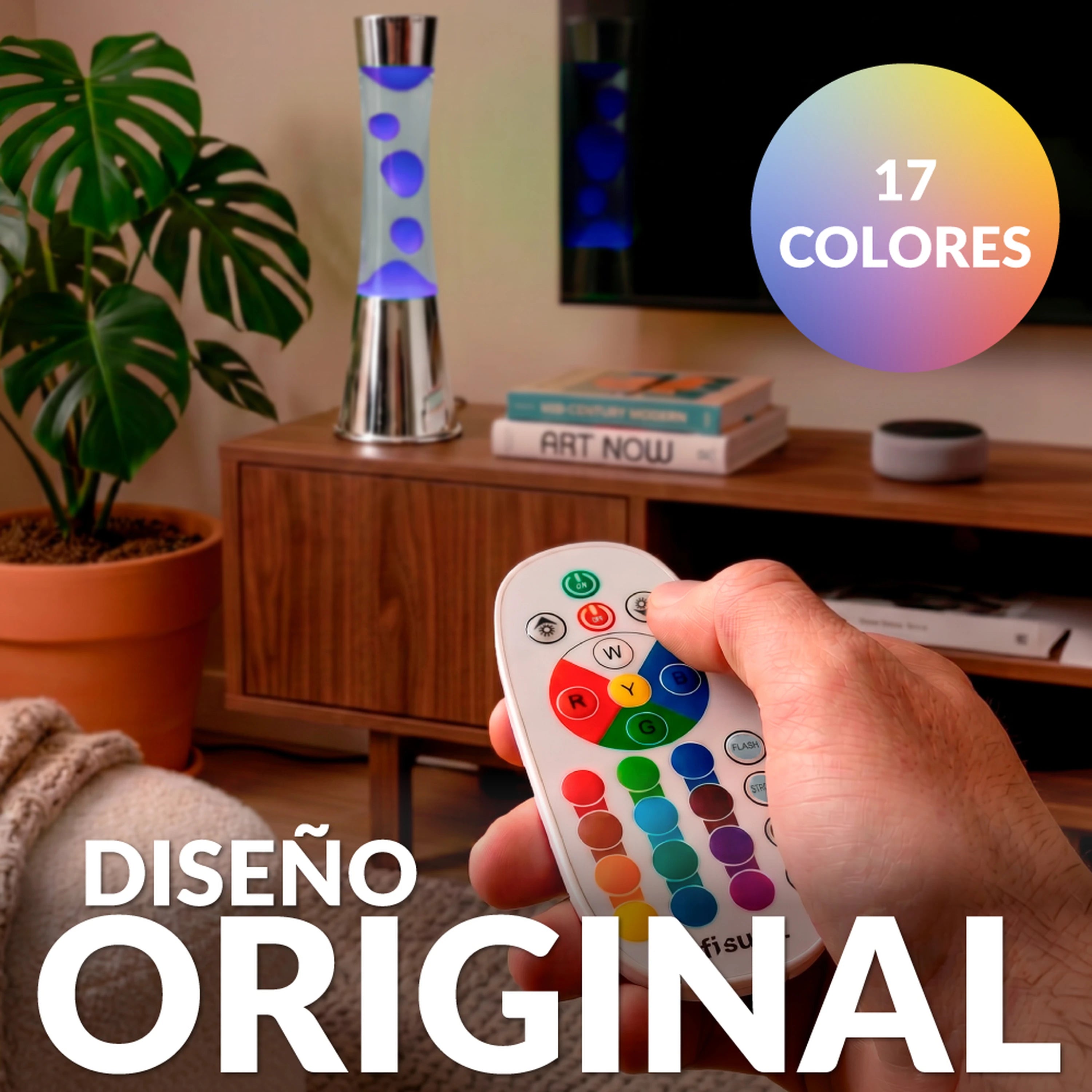 Lámpara de lava LED RGB cromo