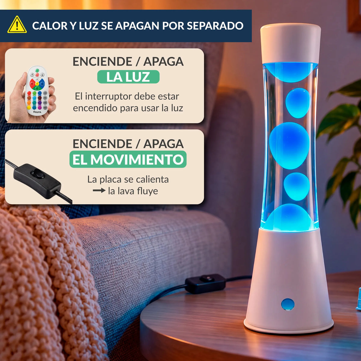 Lampara de lava tower 2.0 LED RGB blanca
