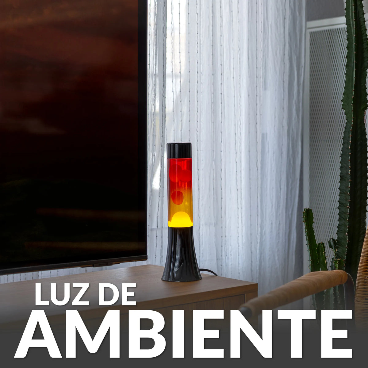 Lámpara de lava degradada de 30 cm con base negra