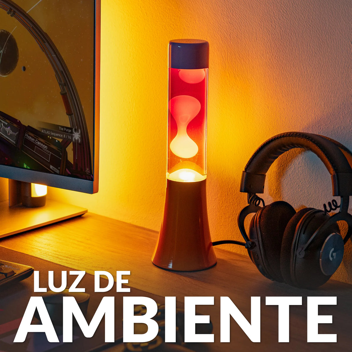 Lámpara de lava degradado rosa y naranja de 30 cm