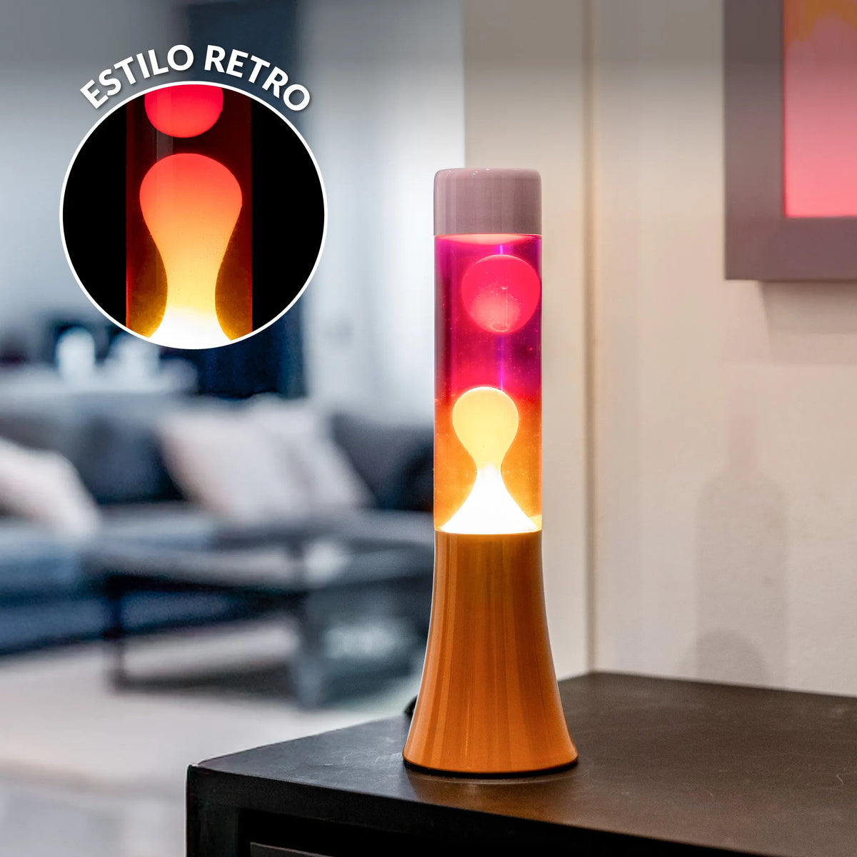 Lámpara de lava degradado rosa y naranja de 30 cm