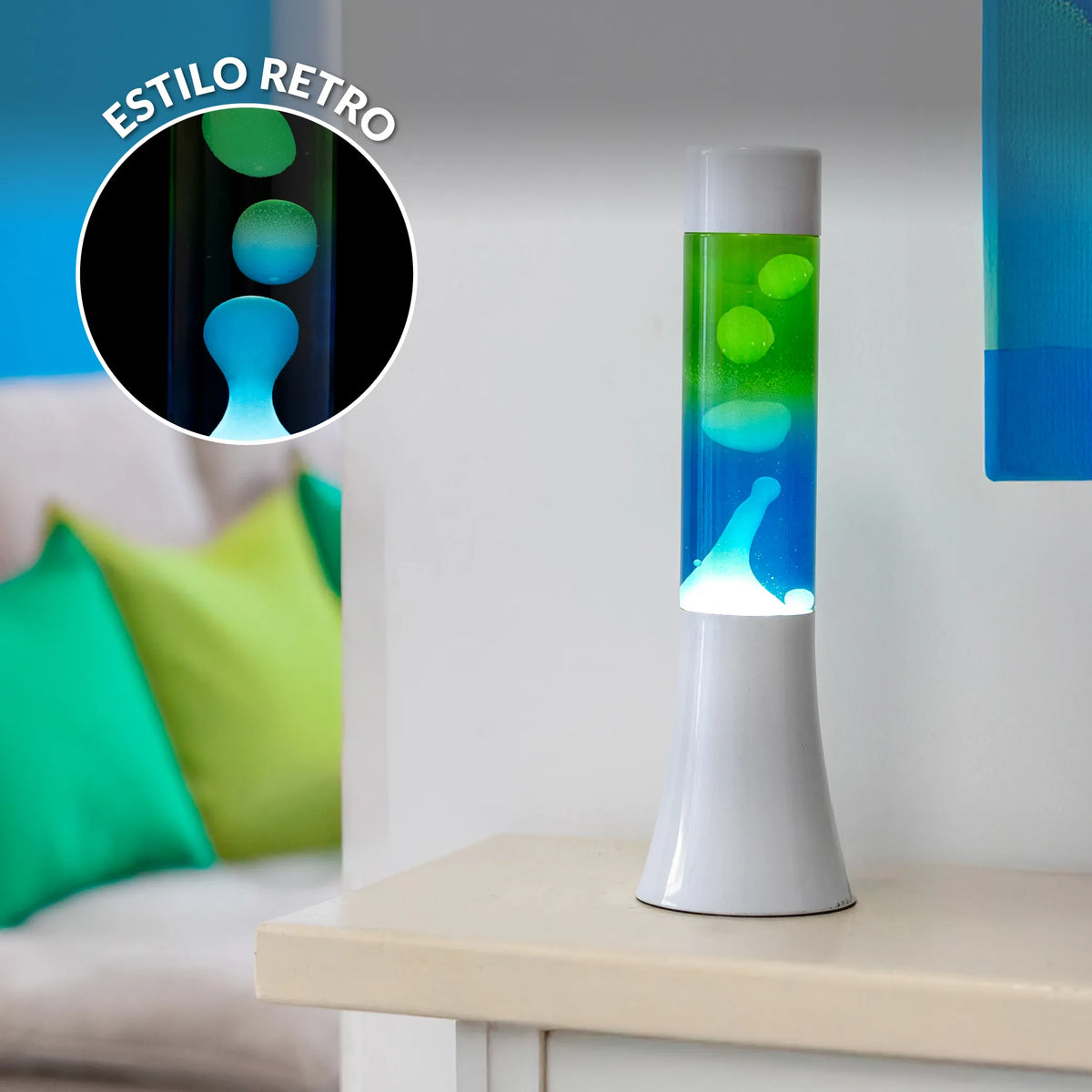 Lámpara de lava degradada azul y verde de 30 cm