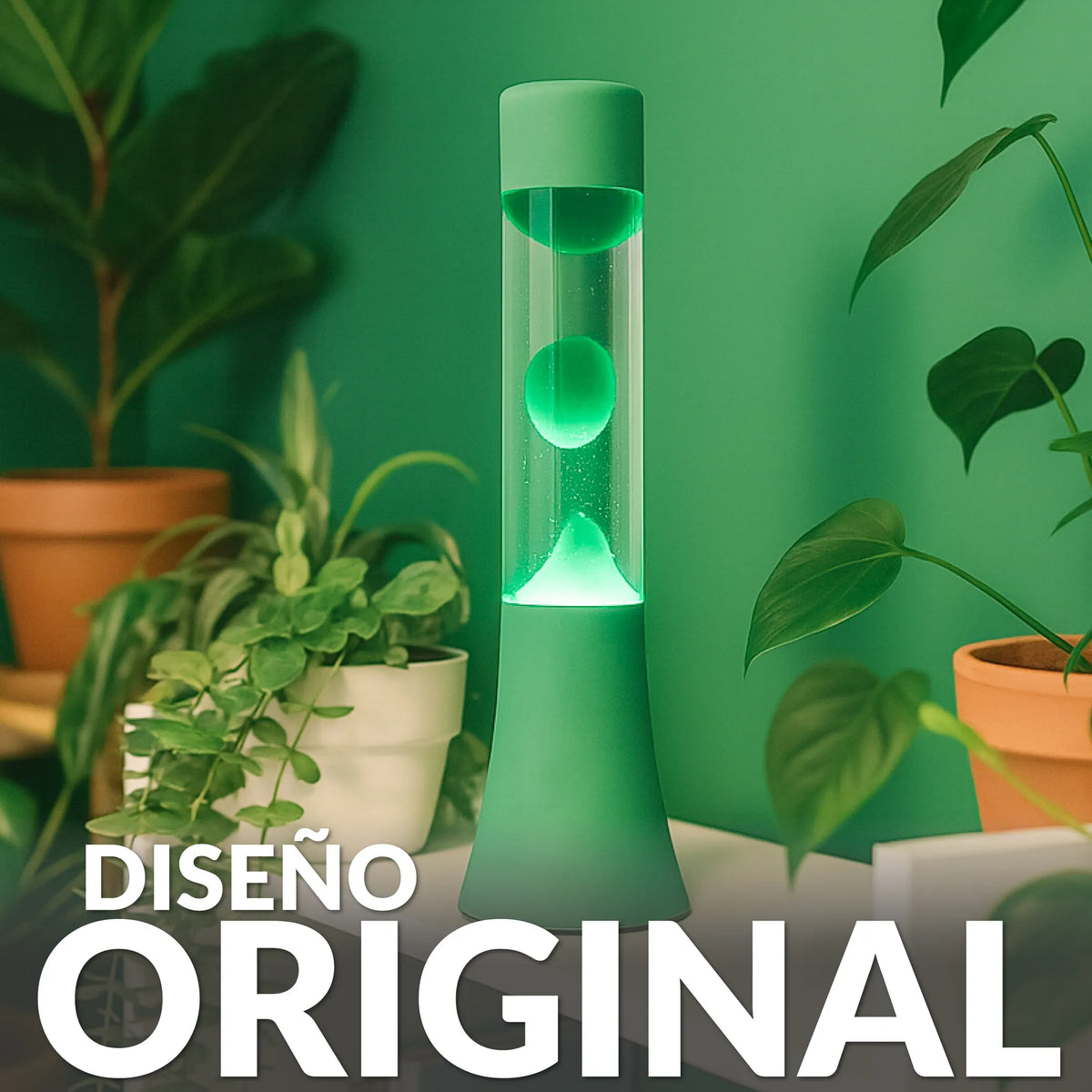 Lámpara de lava monocromática verde de 30 cm