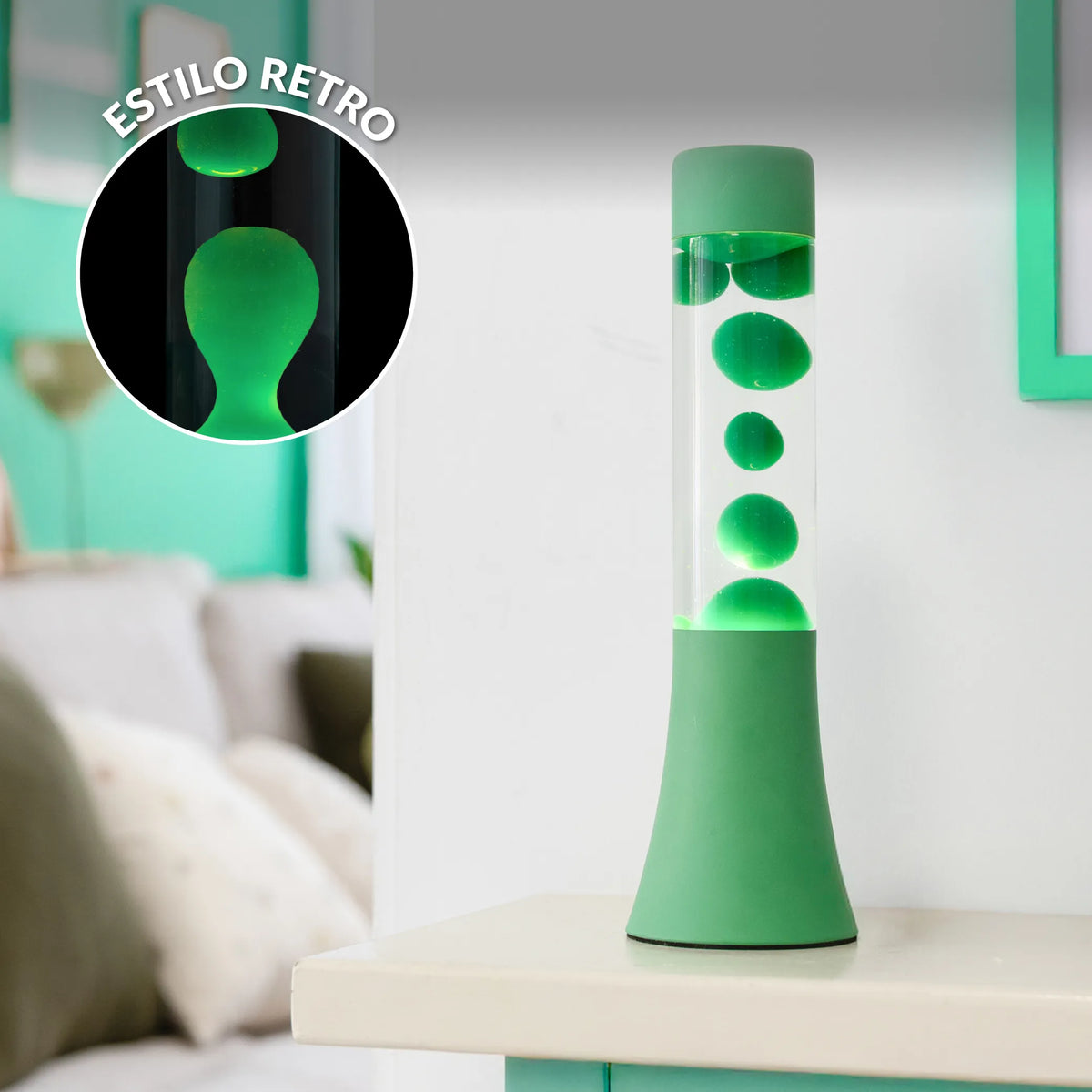 Lámpara de lava monocromática verde de 30 cm