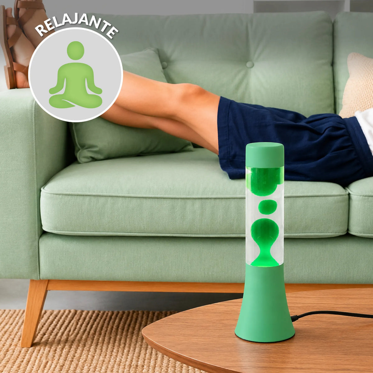 Lámpara de lava monocromática verde de 30 cm