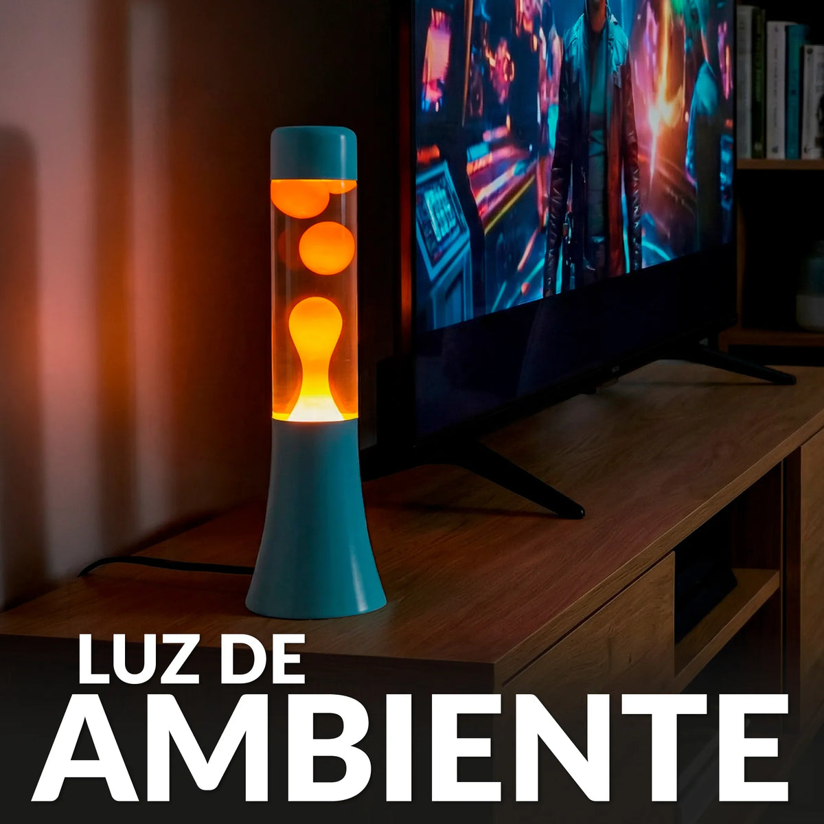 Lámpara de lava azul y naranja de 30 cm