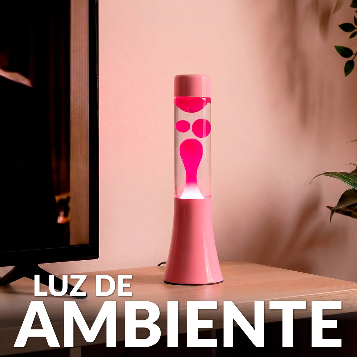 Lámpara de lava monocromática rosa de 30 cm