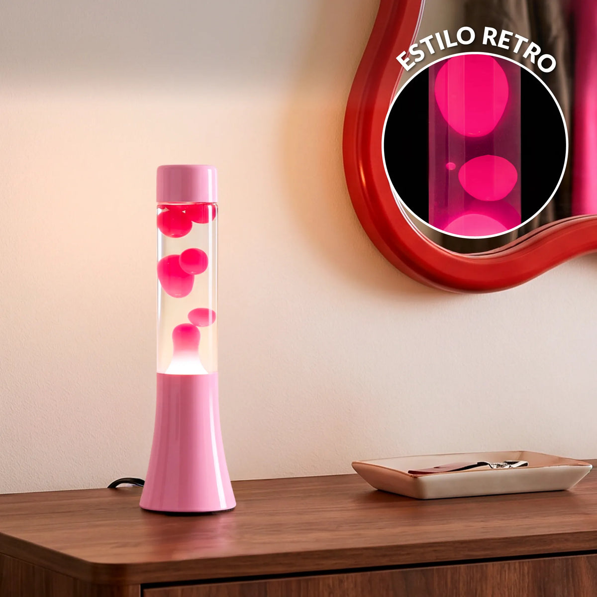 Lámpara de lava monocromática rosa de 30 cm
