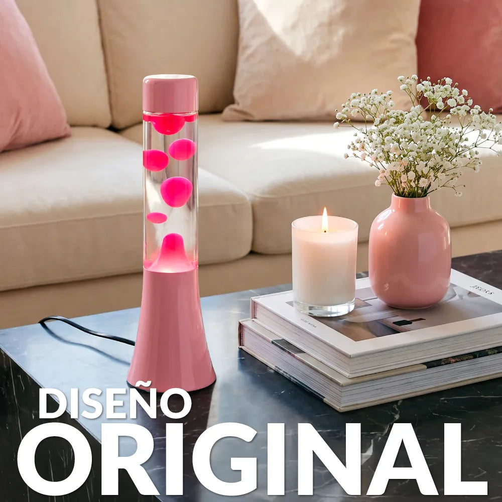 Lámpara de lava monocromática rosa de 30 cm
