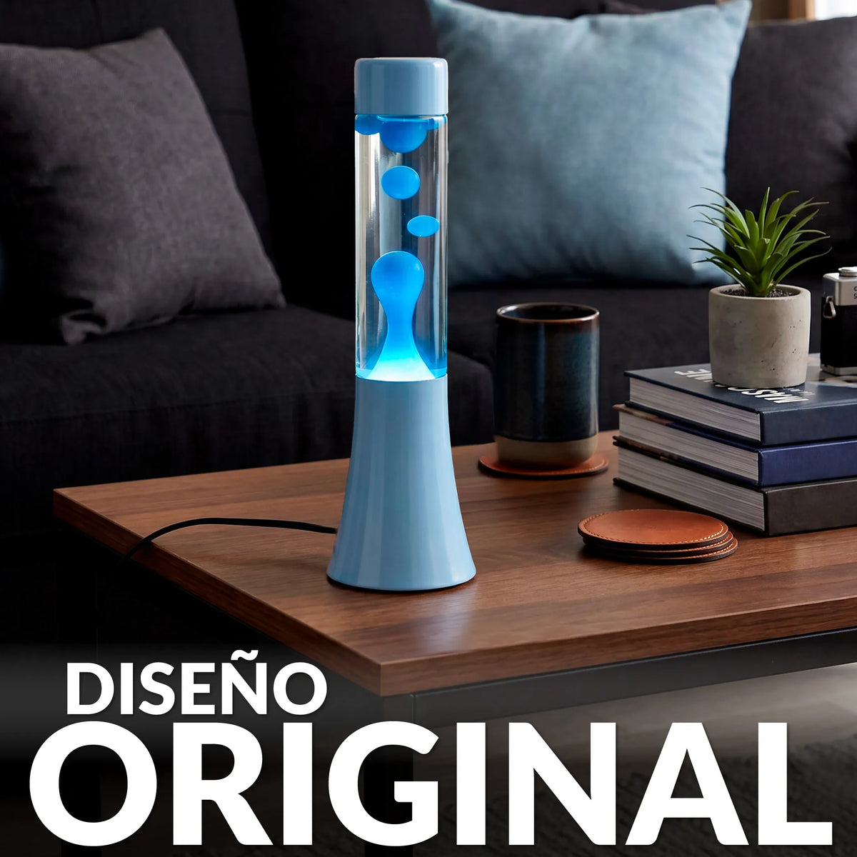 Lámpara de lava monocromática azul de 30 cm