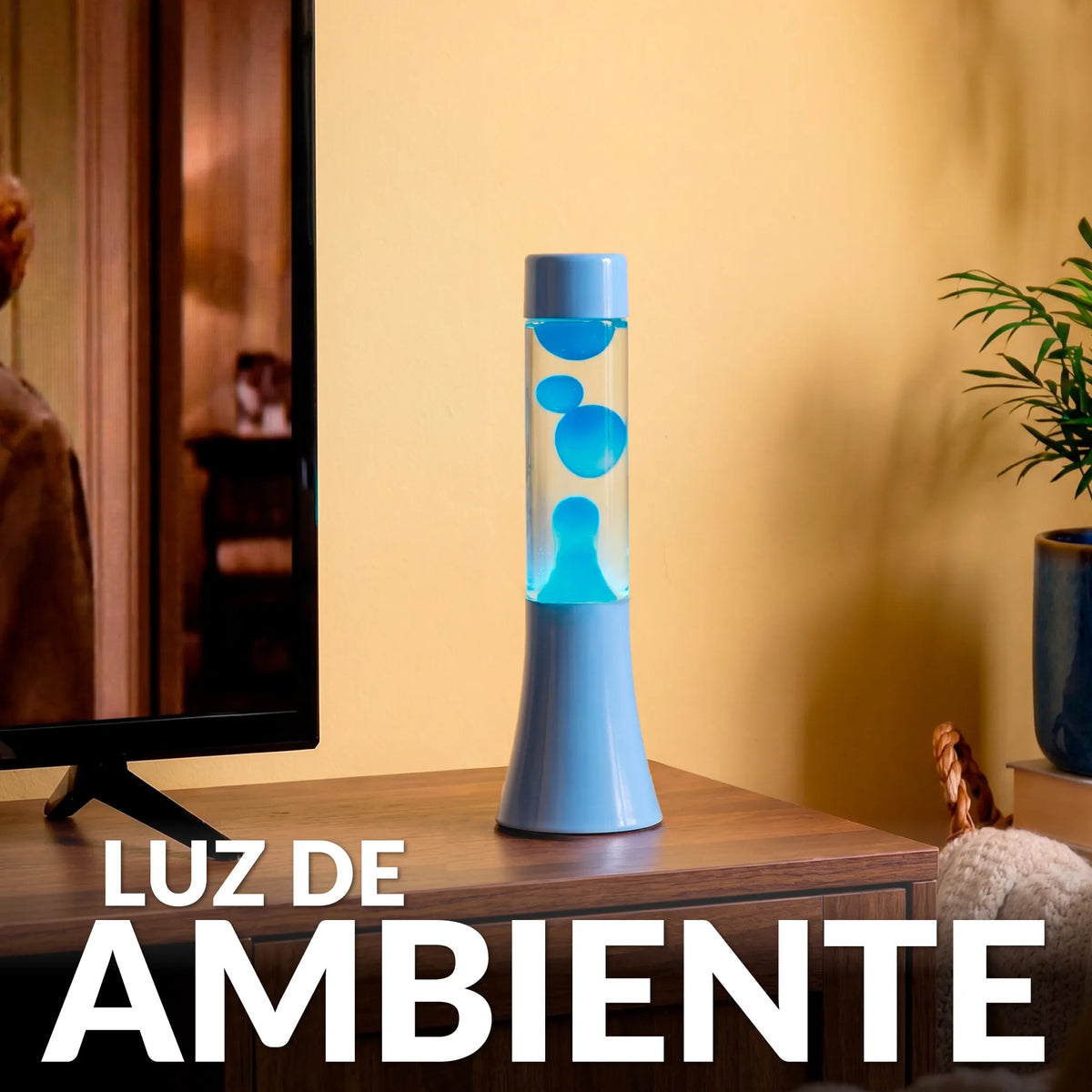 Lámpara de lava monocromática azul de 30 cm