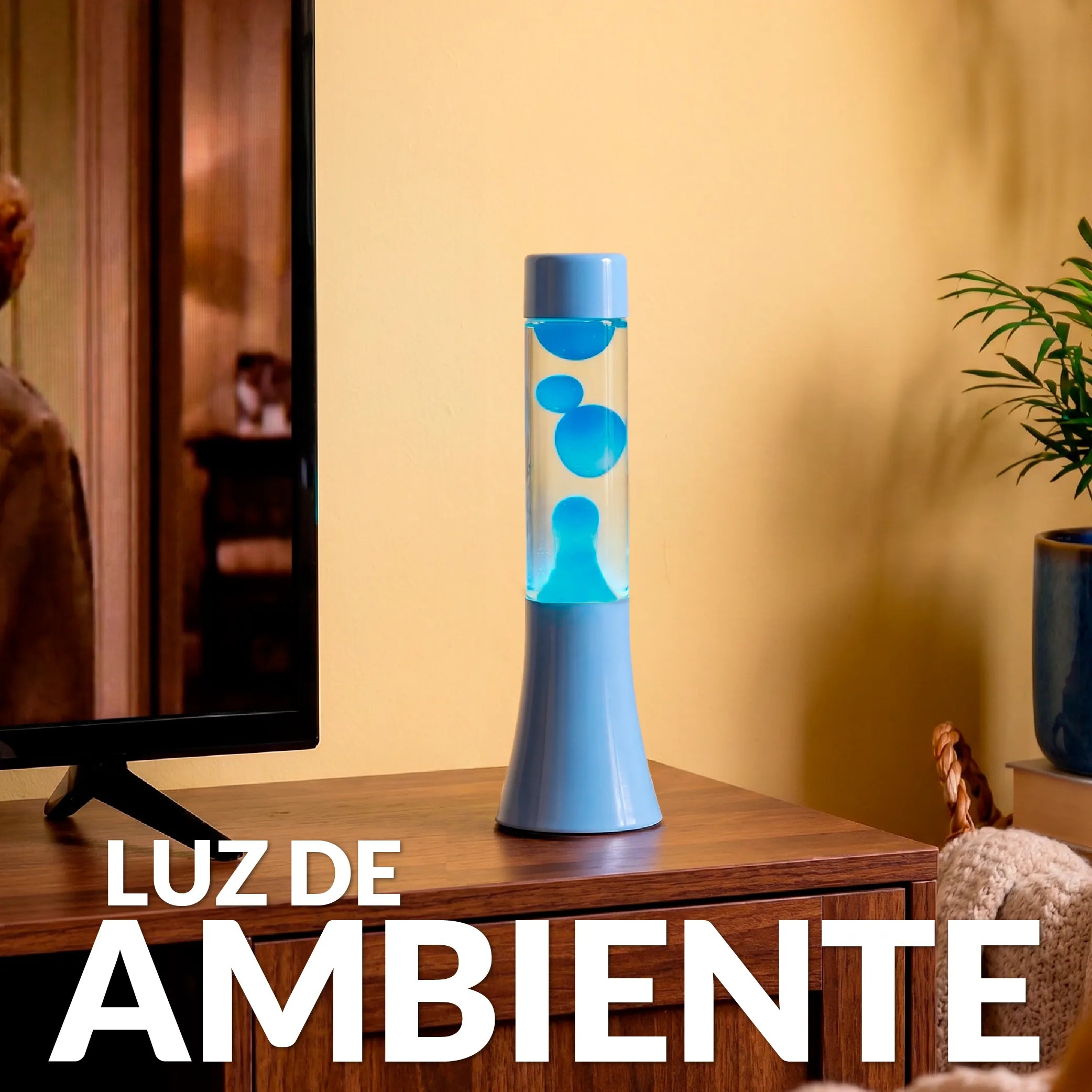 Lámpara de lava monocromática azul de 30 cm