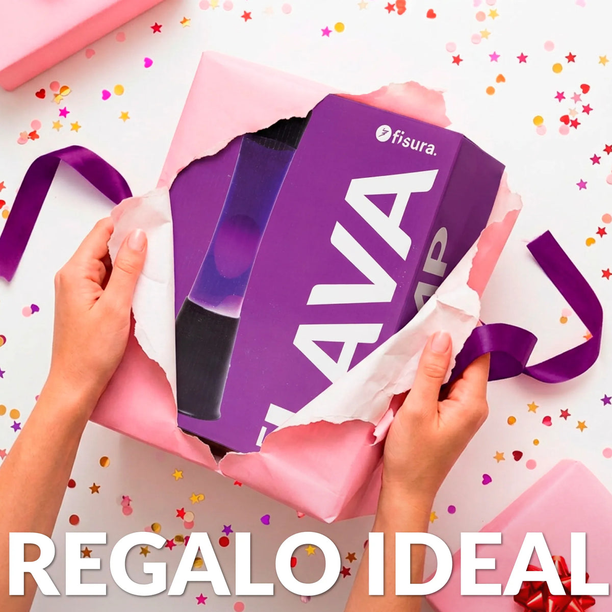 Lámpara de lava blanca de 40 cm con base negra y líquido morado