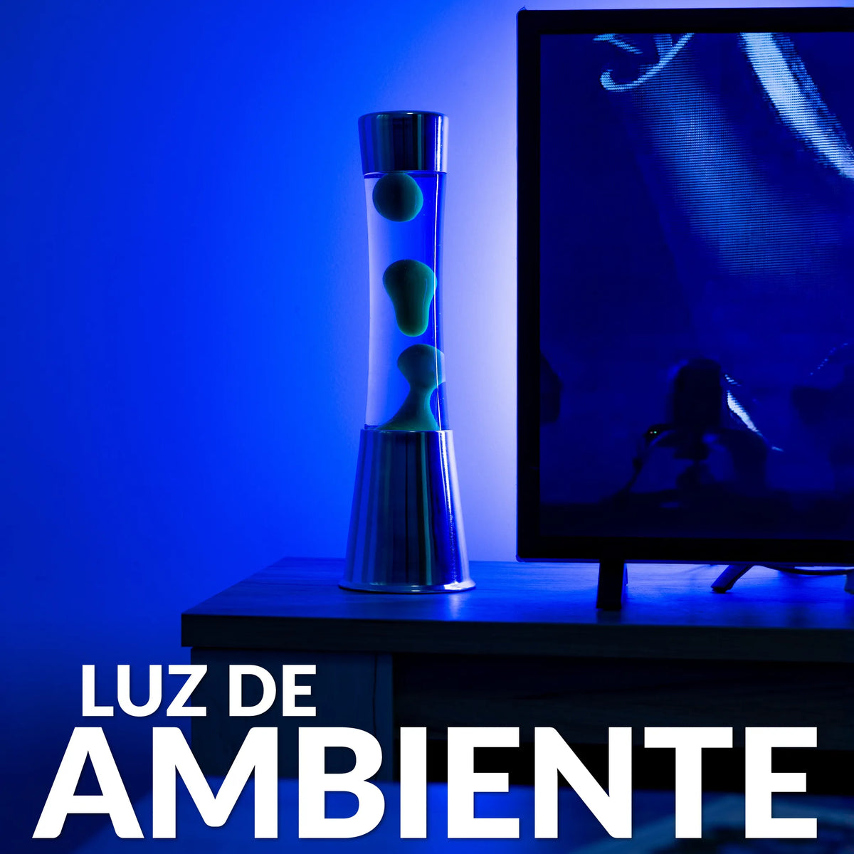 Lámpara de lava verde y azul