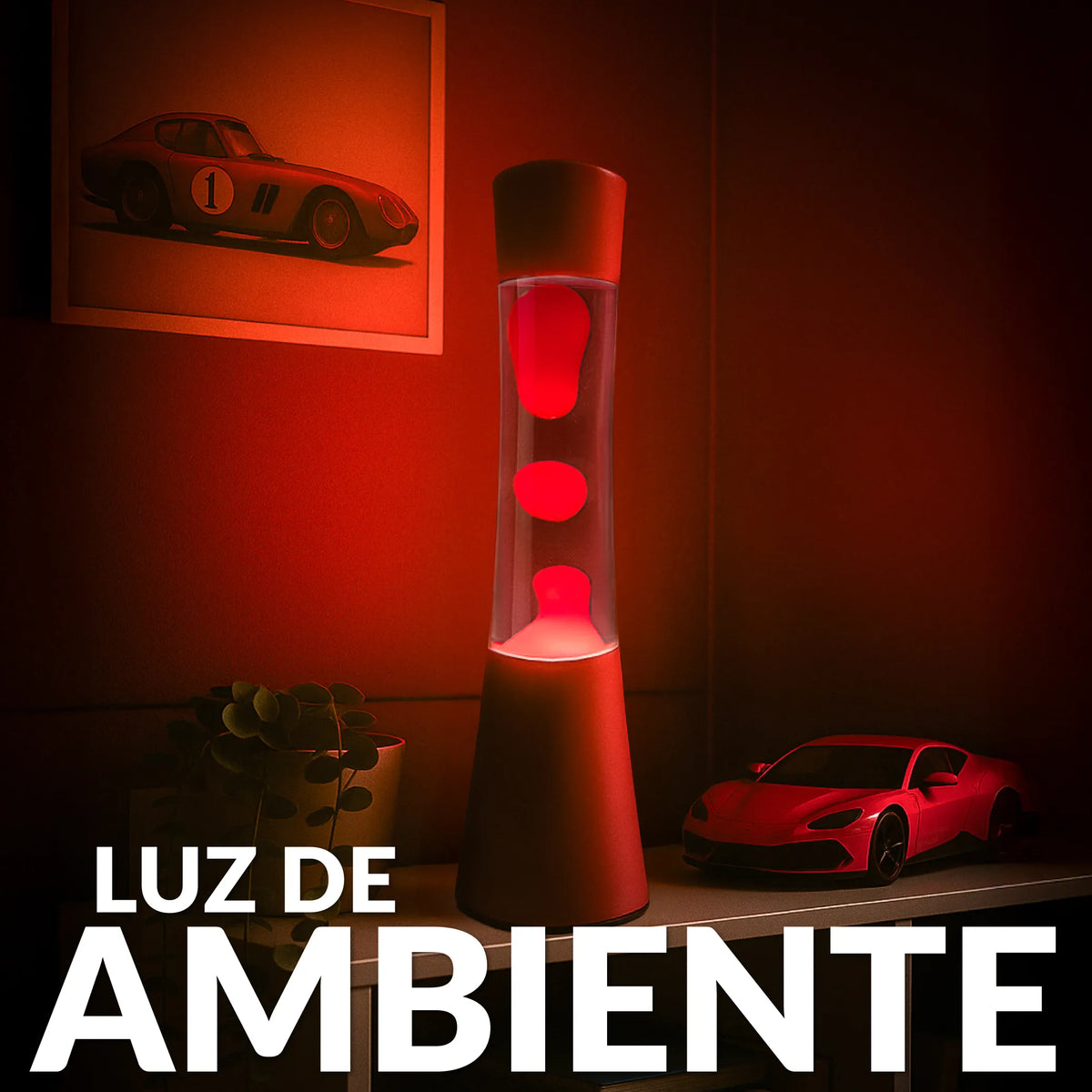 Lámpara de lava monocromática roja