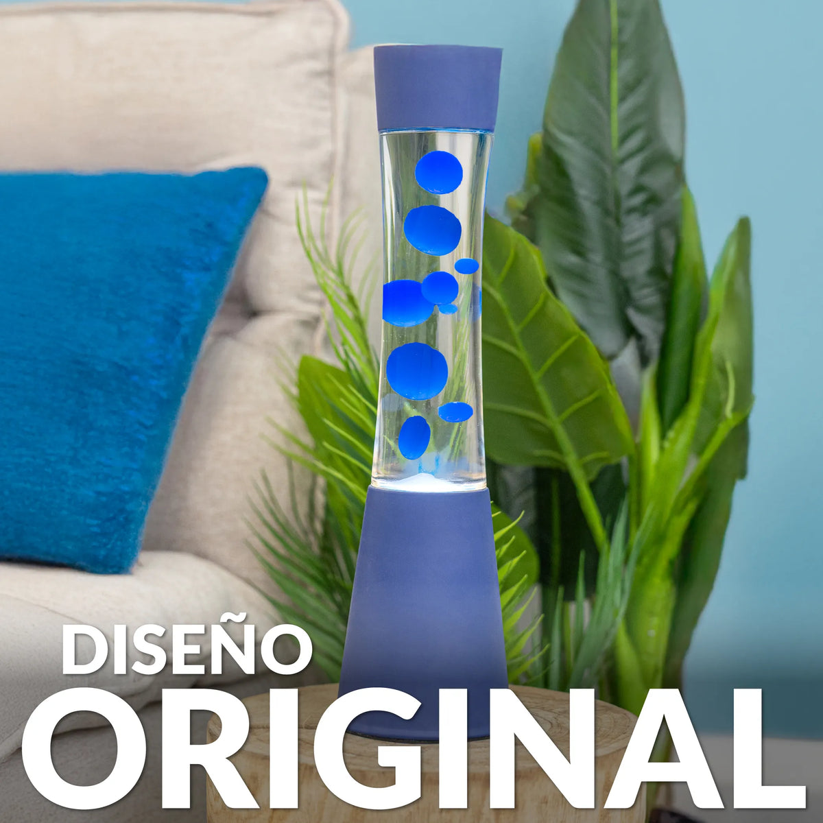 Lámpara de lava monocromática azul