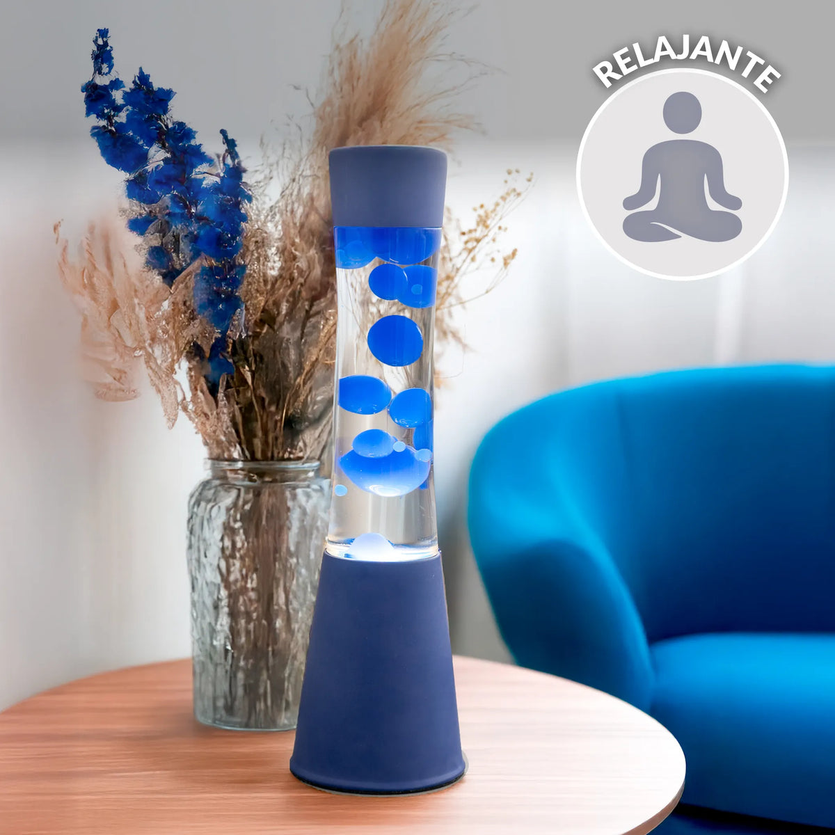 Lámpara de lava monocromática azul