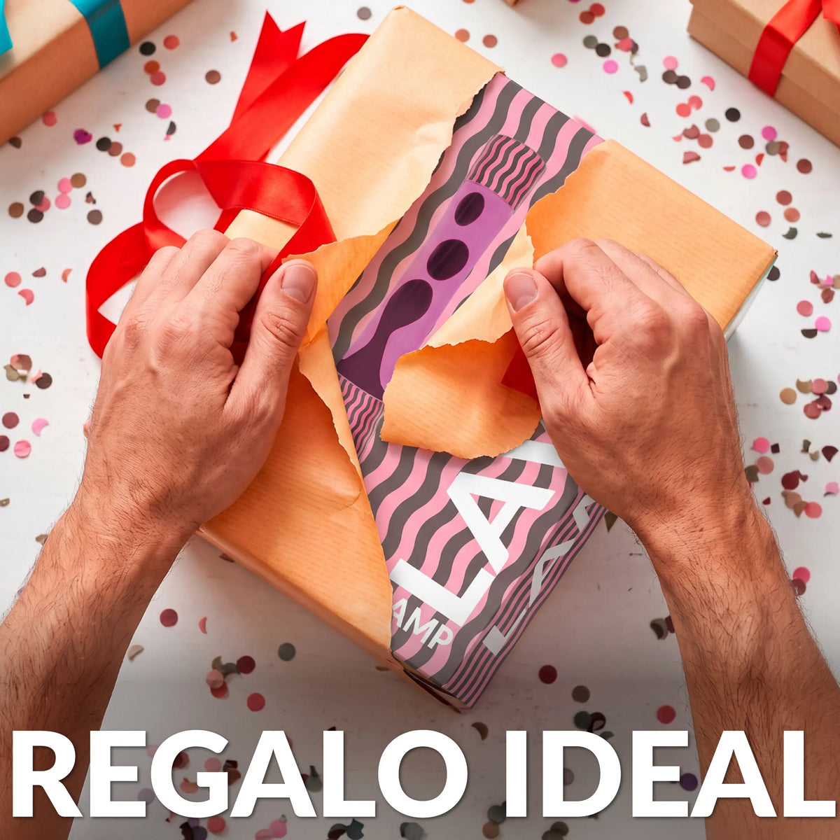 Lámpara de lava “ondas” rosa y marrón