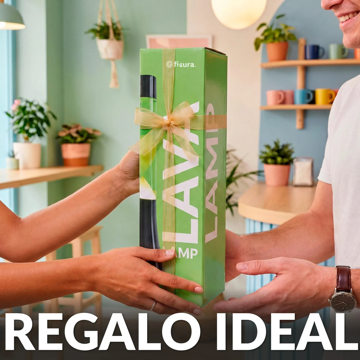 Lámpara de lava amarilla de 30 cm con base negra y líquido verde