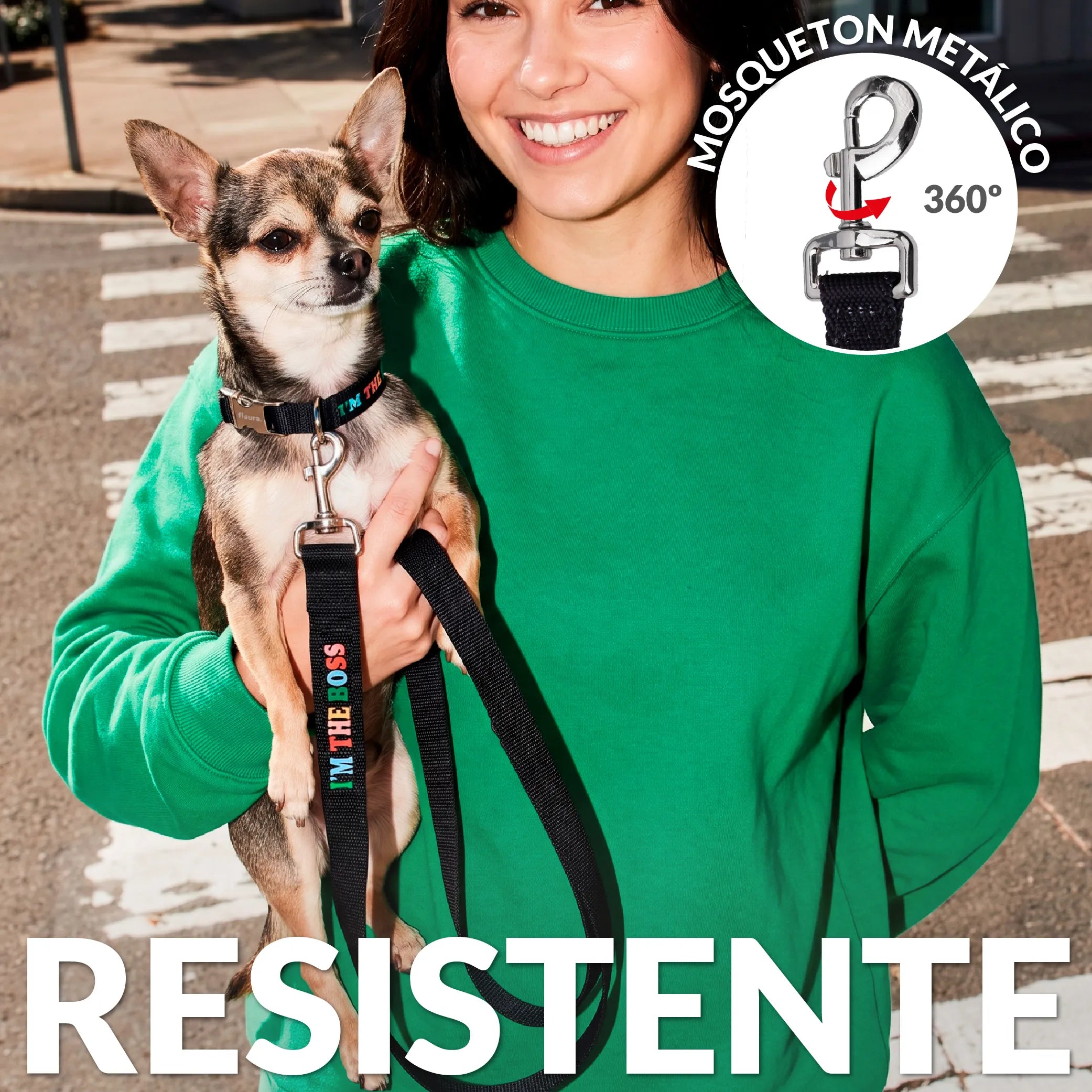 Pack de collar y correa "I’m the boss" L