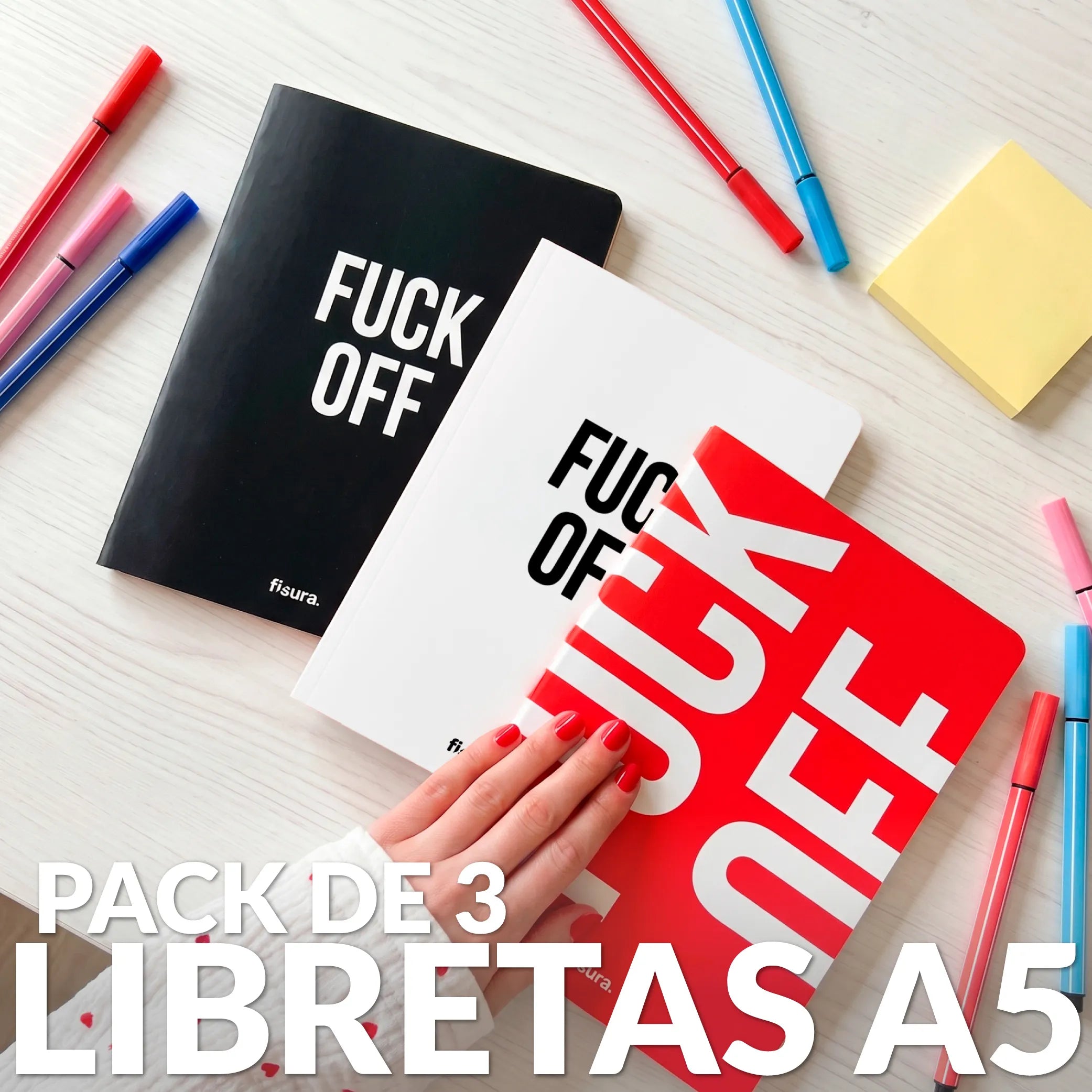 Libreta A5 “Fuck off” pack de 3