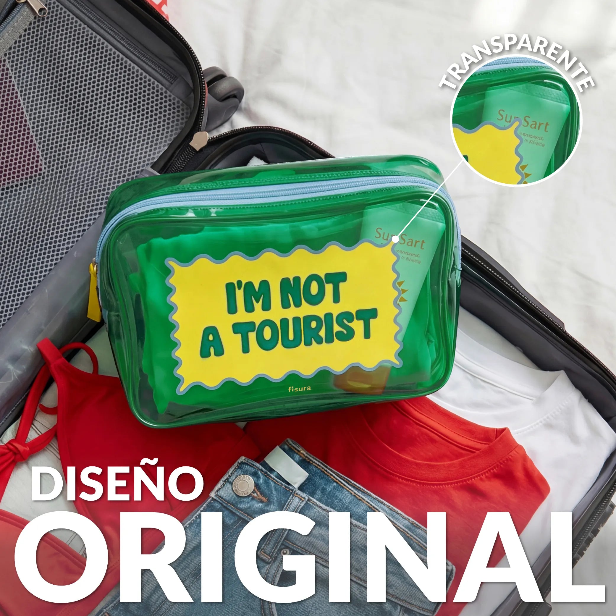Neceser de viaje "I´m not a tourist”